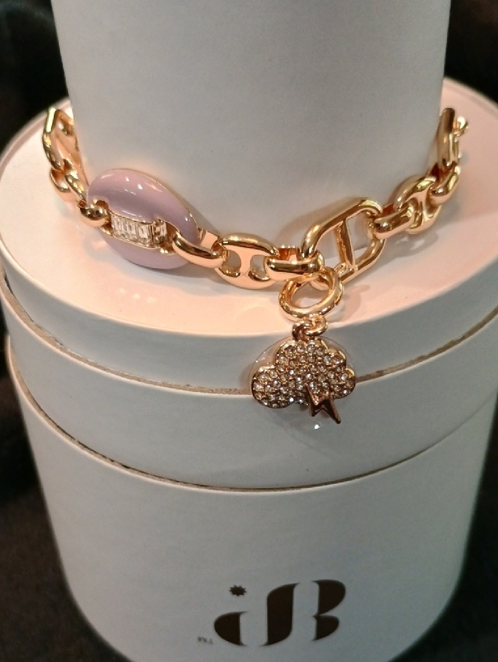 Gold and Light Pink Crystal Link Bracelet Stack - Picture 3 of 9